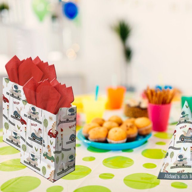 Prehistoric Groups of Colourful Dinosaurs Driving Medium Gift Bag (Creator Uploaded)