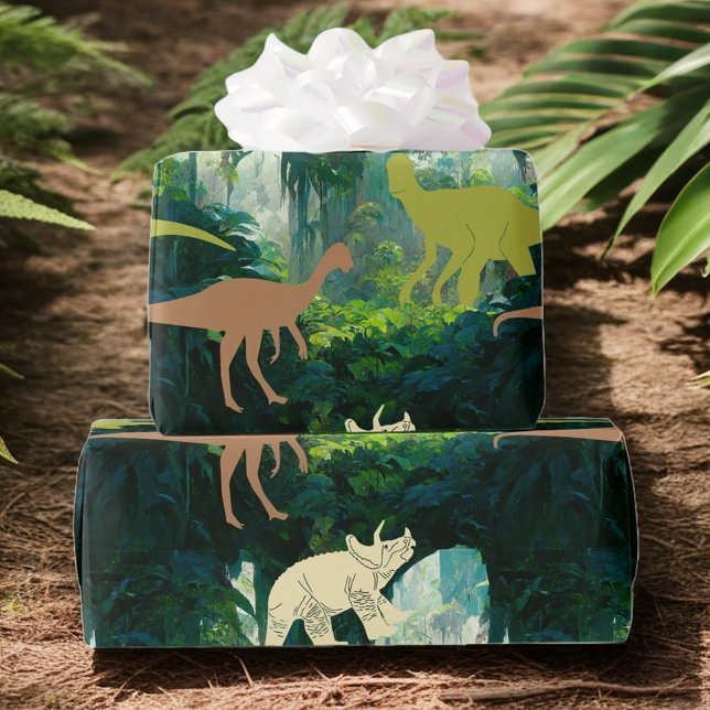 Prehistoric Jungle Dinosaurs Wrapping Paper (Creator Uploaded)