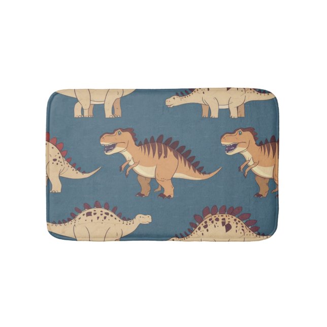 Prehistoric jurassic t rex dinosaur pattern bath mat (Front)
