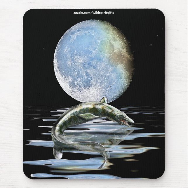 Prehistoric MOSASAUR & MOON Dinosaur-lover Gift Mouse Pad (Front)