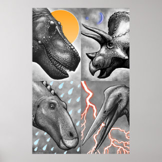 Prehistoric Portraits Poster - Black and White