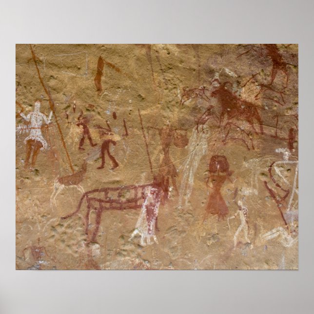 Prehistoric rock paintings, Akakus, Sahara Poster (Front)