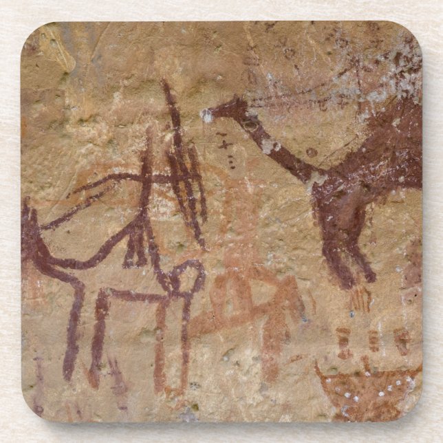 Prehistoric rock paintings with camels and coaster (Front)