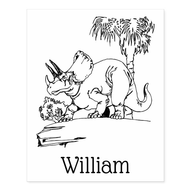 Prehistoric Triceratops Dinosaur Name Rubber Stamp (Imprint)