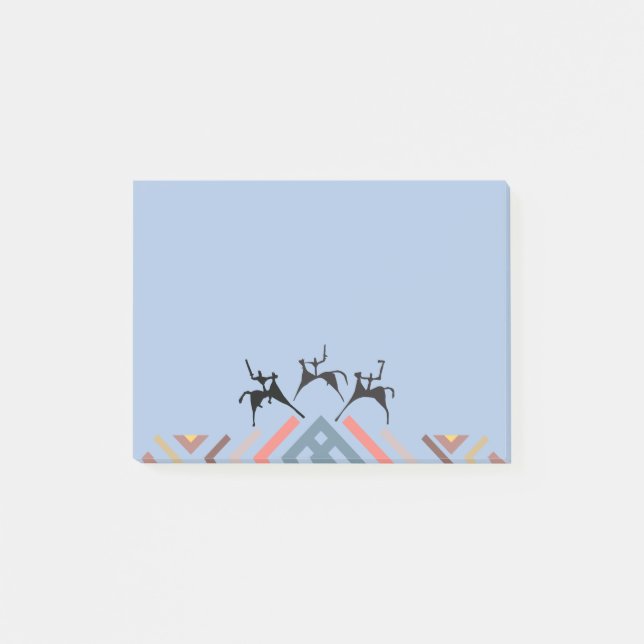 Prehistoric warriors hunter petroglyph post-it notes (Front)
