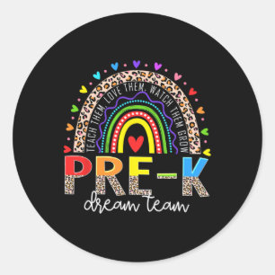Prek Dream Team Leopard Rainbow Teacher Squad Byck Classic Round Sticker