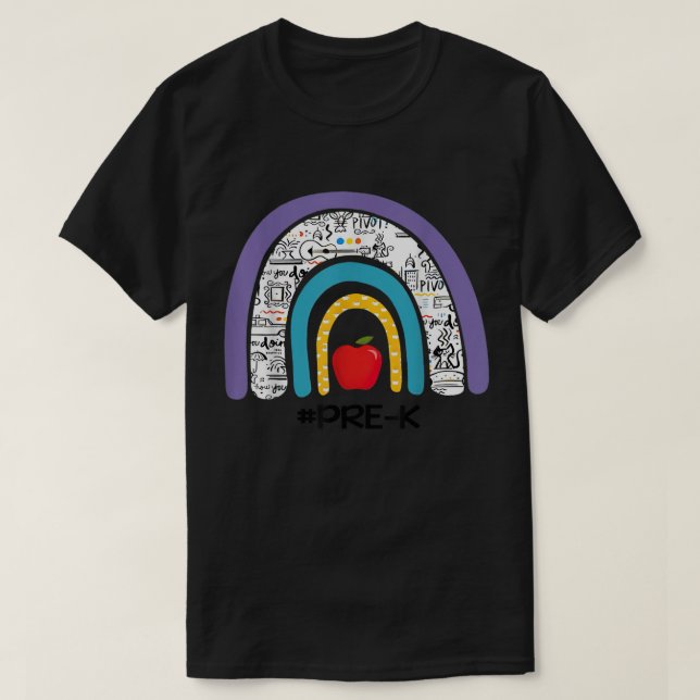 PreK Rainbow Apple Back To School Teacher Funny  T-Shirt (Design Front)