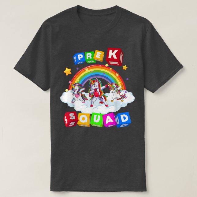 PreK Squad Dabbing Unicorn Girls Kids Back To Scho T-Shirt (Design Front)