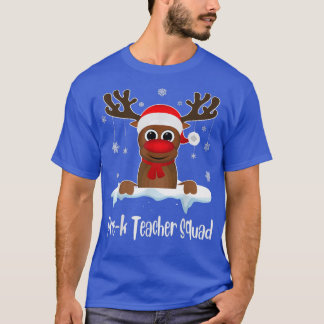 Prek Teacher Squad Xmas Reindeer Santa Hat Christm T-Shirt