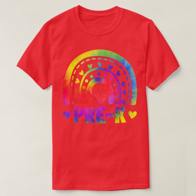 PreK Teacher Student Tie Dye Rainbow Funny Back To T-Shirt (Design Front)