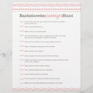 Premade Pink Bachelorette Scavenger Hunt Game