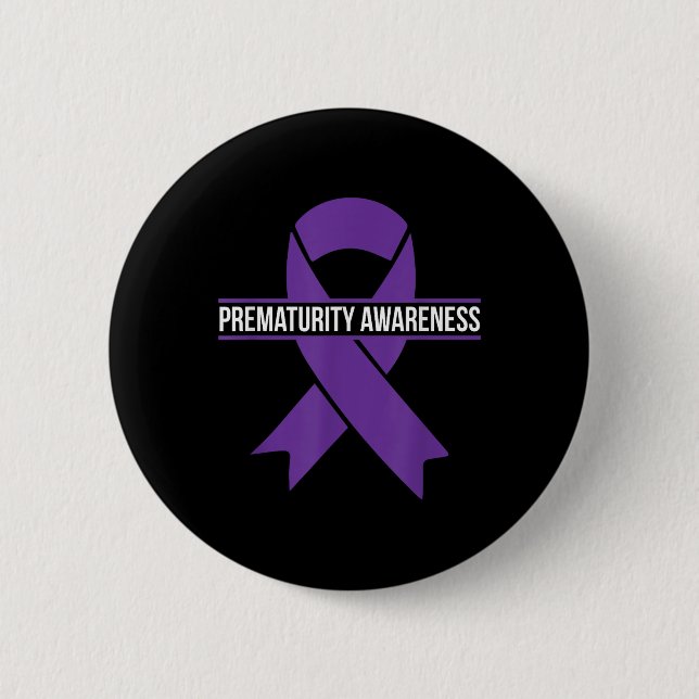 Prematurity Awareness Month Purple Ribbon  6 Cm Round Badge (Front)