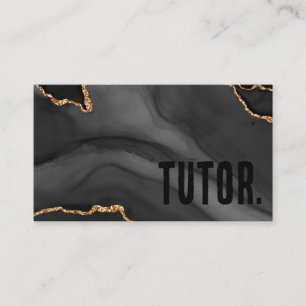 Premier Black and Gold Glitter Agate Minimalist Business Card