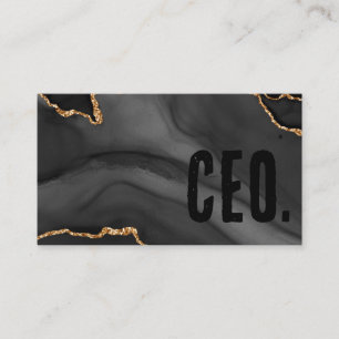 Premier Black and Gold Glitter Agate Minimalist Business Card