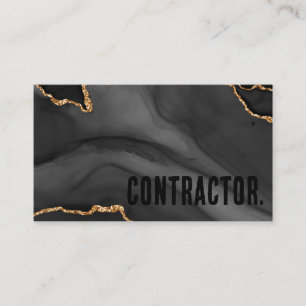 Premier Black and Gold Glitter Agate Minimalist Business Card