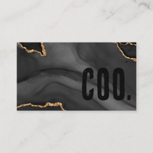 Premier Black and Gold Glitter Agate Minimalist Business Card