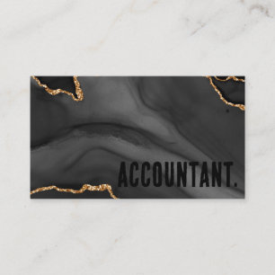 Premier Black and Gold Glitter Agate Minimalist Business Card