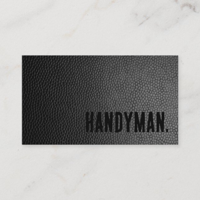 Premier Black Faux Leather Handyman Business Card (Front)
