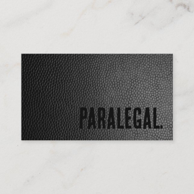 Premier Black Faux Leather Paralegal Business Card (Front)