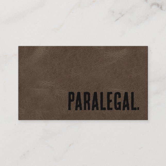 Premier Brown Faux Leather Paralegal Business Card (Front)
