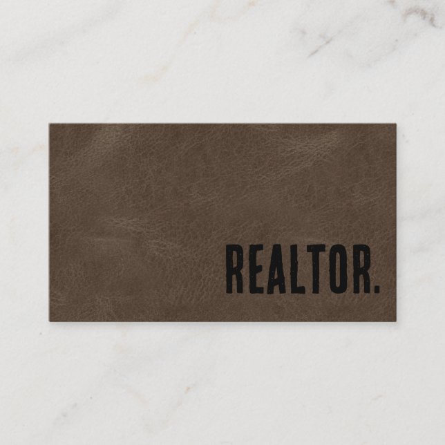 Premier Brown Faux Leather Realtor Business Card (Front)