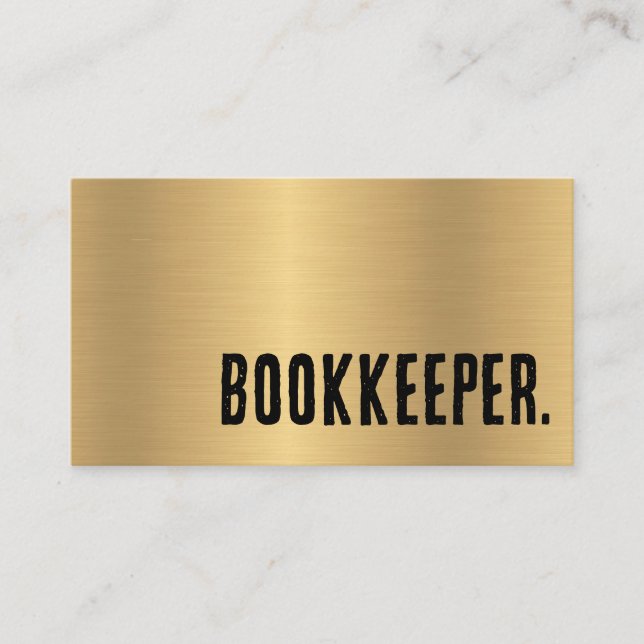 Premier Faux Gold Bookkeeper Business Card (Front)