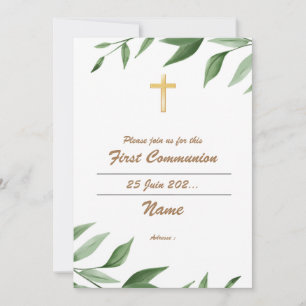 Première Communion - Rameaux oliviers Invitation