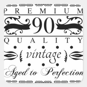 Premium 90th Birthday Square Sticker