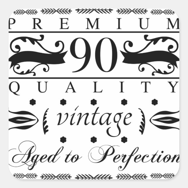 Premium 90th Birthday Square Sticker (Front)