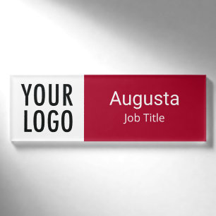 Premium Acrylic Name Tag with Logo Magnetic Red