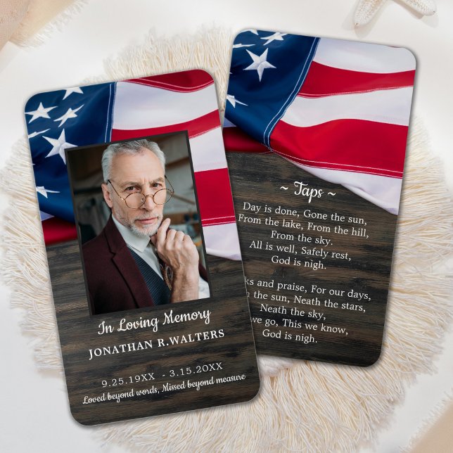 Premium American Flag Photo Military Prayer Card (Creator Uploaded)