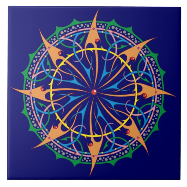 Premium Artistic Oceanic Spiral Design Ceramic Tile (Front)