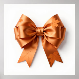 Premium Autumn Gold and Vibrant Orange Ribbon Clip Poster