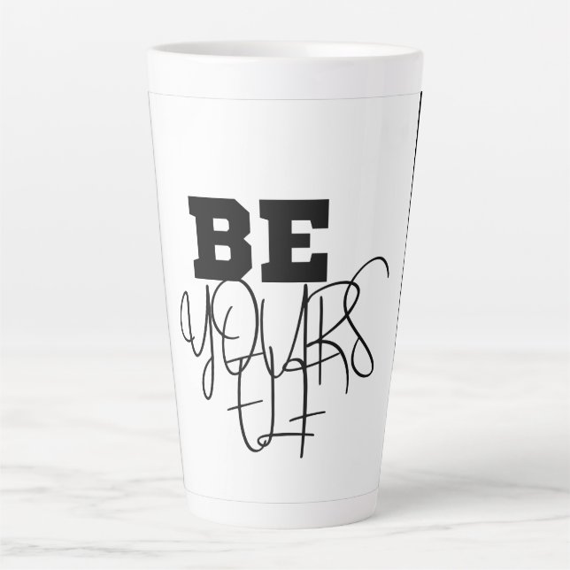  Premium Be Yourself Black & white Latte Mug  (Front)