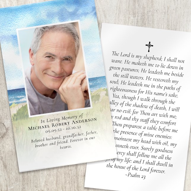 Premium Beach Memorial Prayer Card (Creator Uploaded)