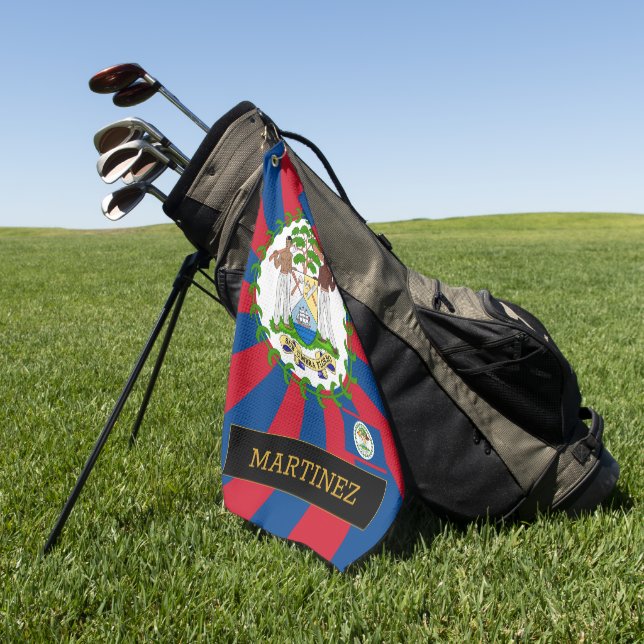 Premium Belise Golf & Belizean Flag / Patriots Towel (Green)