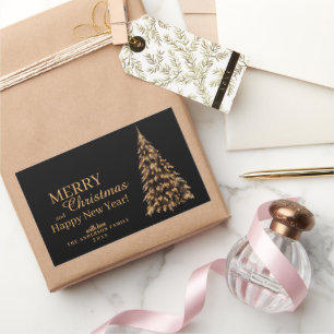 Premium Black and Gold Christmas tree Christmas Rectangular Sticker