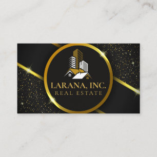 Premium Black and Gold Luxury Real Estate  Business Card