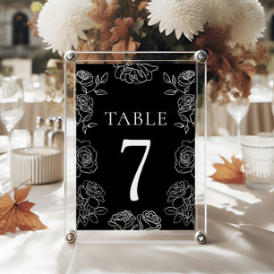 Premium Black And White French Roses Wedding Table Number