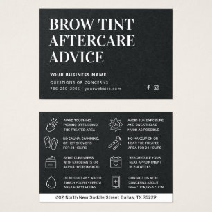 Premium Black Brow Tint Aftercare Card