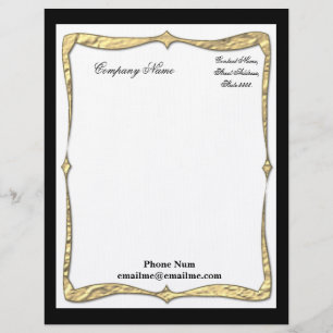 Premium Black Edged Gold Border Stationary Custom Letterhead