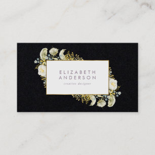 Premium Black Elegant Gold Wildflower Corporate Business Card