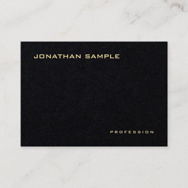 Premium Black Elegant Modern Template Gold Text Business Card (Front)