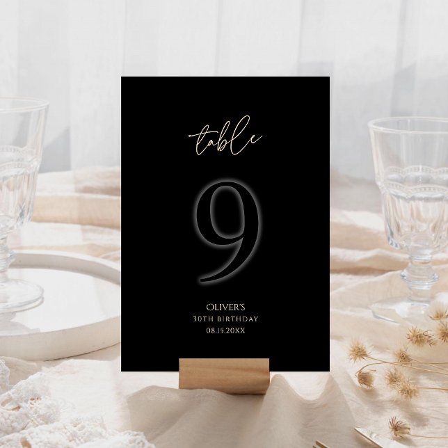 Premium Black Gold 30th Birthday Table Number 9 (Premium Black Gold 30th Birthday Table Number 9)