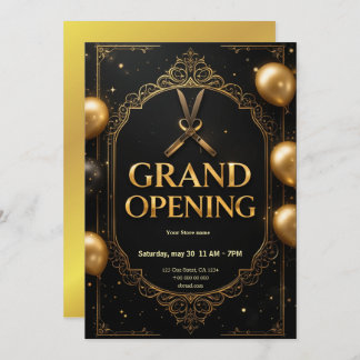 Premium Black & Gold Grand Opening Invitation 