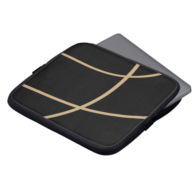Premium Black Gold Tech Style Laptop Sleeve (Front Top)