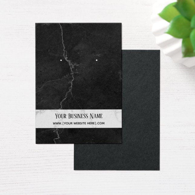 Premium Black Grey Marble Earring Display Cards (Desk)