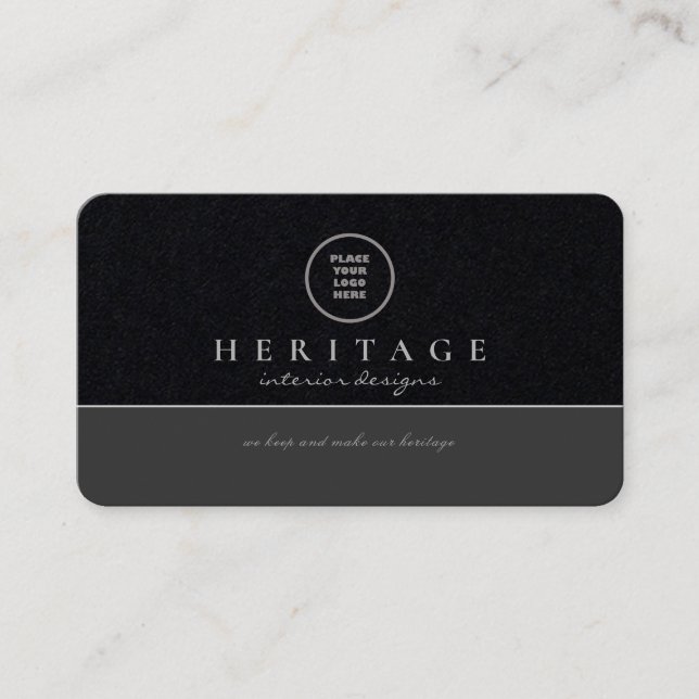 Premium Black Grey Professional Social Media Logo Business Card (Front)