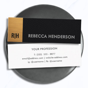 Premium Black Leather  & Gold With White Back  Mini Business Card