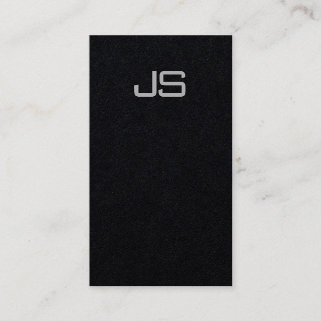 Premium Black Modern Excellent Monogram Vertical Business Card (Front)
